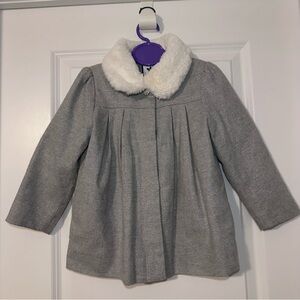 Gymboree Toddler Girls Grey Dress Coat w/ Faux Fur Collar | Size 3T | EUC